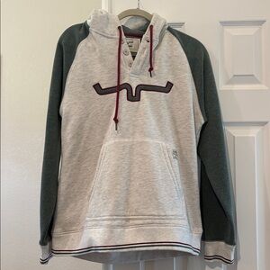 Kimes Ranch Gray and Dark Green Hoodie with Red Details